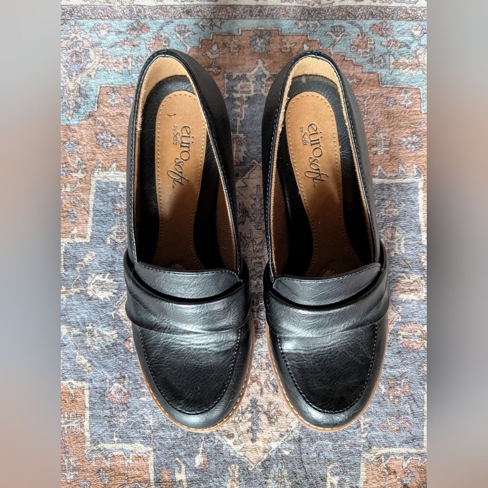 Black Leather Loafers Slip-On Flats